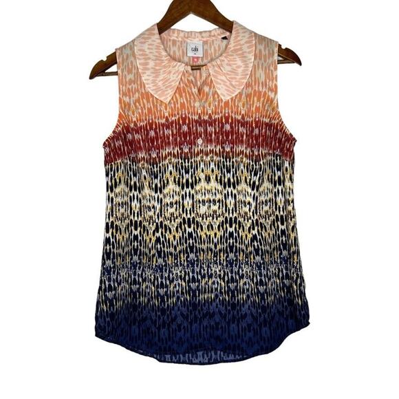 Cabi 3078 1/2 Button Peter Pan Collar Sleeveless Top Size S Women's - Picture 1 of 11